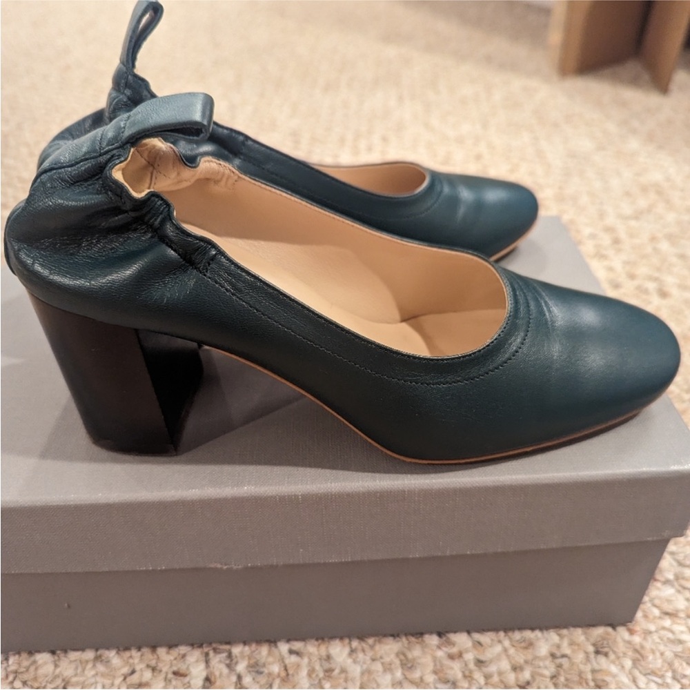Everlane Day Heel High - Dark green, size 5.5